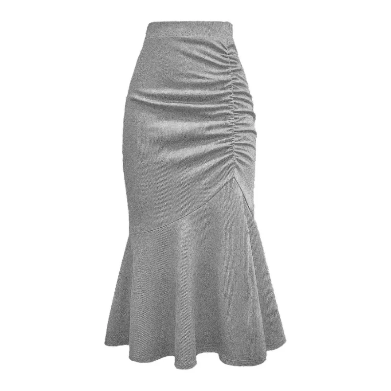 2025Vintage High Waist Women's Midi Skirt Elegant Slim Fit Brown Mermaid Skirt Female Fashion Streetwear Package Hip Long Skirts