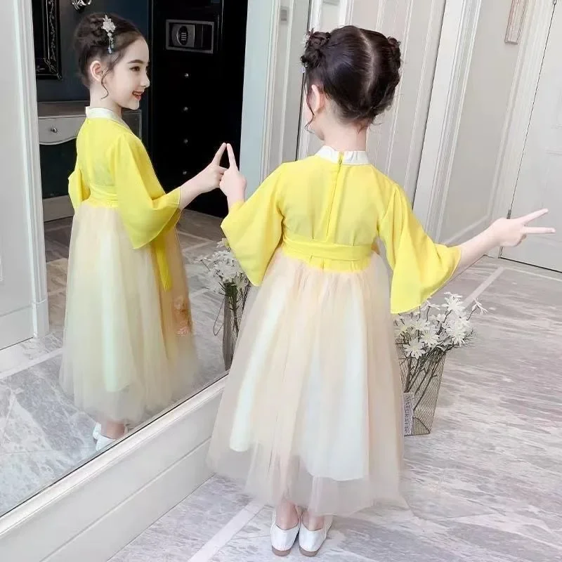 Girl Hanfu Summer Traditional Chinese Style Tang Costume Fairy Dress Girl Chiffon Skirt Clothes Children\'s Ancient Clothes