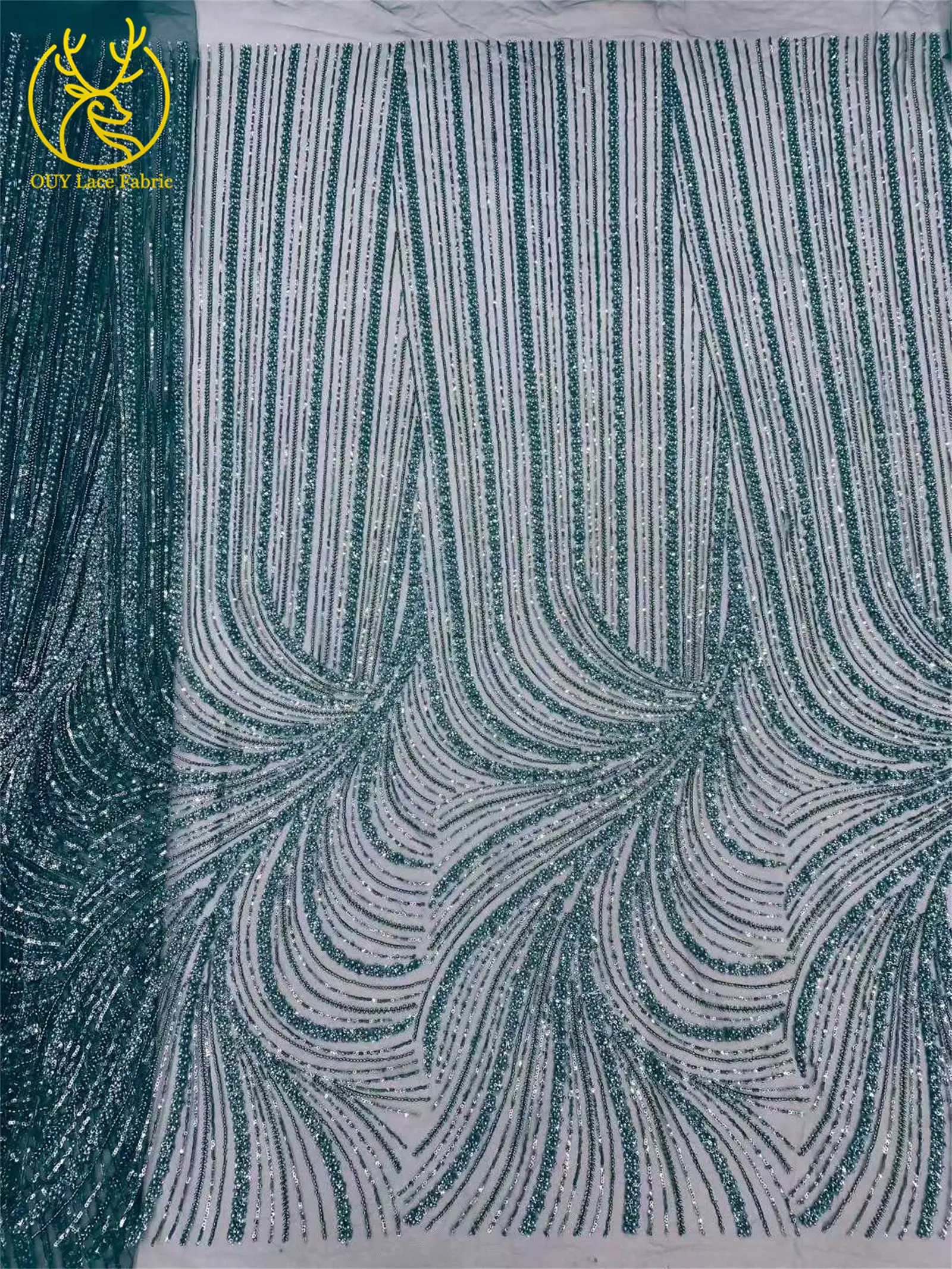 Weißer Afrikanischer Bräutigam Perlen-Spitzenstoff 2026 Eleganter Nigerianischer Französischer Pailletten-Tüllspitzenstoff für Braut- und Hochzeitskleider – Detail 17