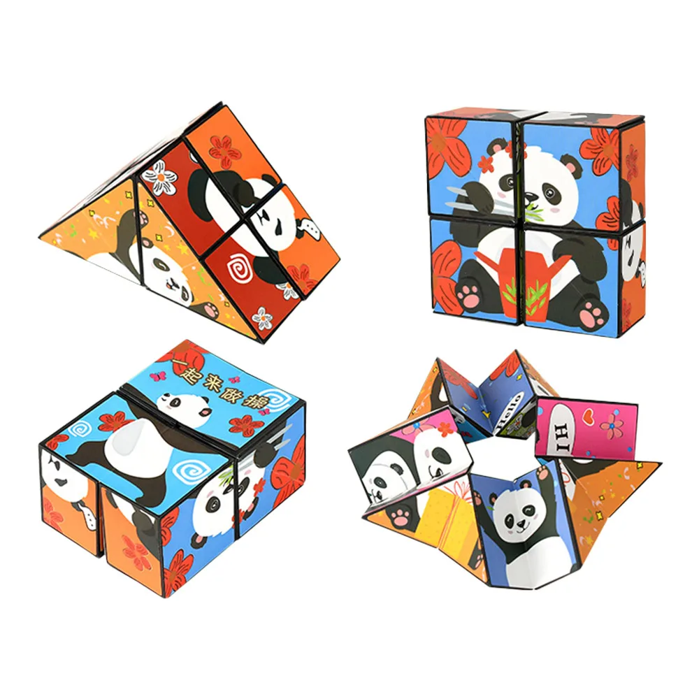 Panda Infinite Magic Cube Geometric Folding Flipping Puzzle Three-Dimensional Small Toy Hand Flip Puzzle 3D Deformation