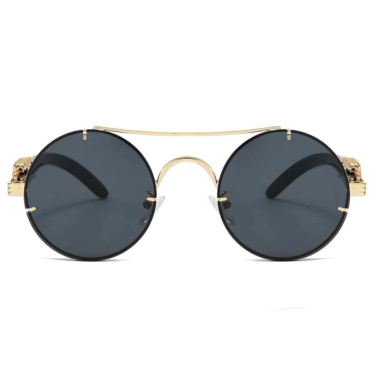 Neue Vintage Runde Sonnenbrille Für Männer Frauen Doppel Balken Leopard Kopf Modische Trendy Hohe Qualität UV Beständig Fahren Glasse – Detail 1