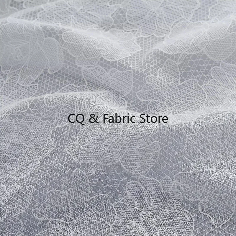 

Fish Silk Thread Embroidery Lace Fabric, Hollow Embroidery, Wedding Dress Designer Fabric