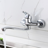Chrome Taps for Kitchen Sink Basin Faucets Kitchen Tap Dual Hole Wall Mounted Hot Cold Tap Kitchen Mixer Bathroom Faucet