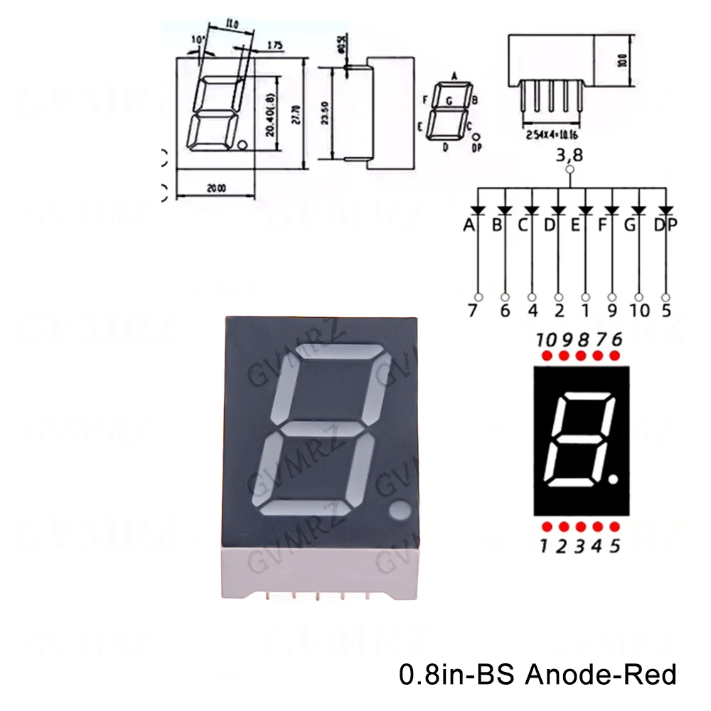 2pcs 0.8inch Digital tube Common AnodeCathode Red 1 2 3 4 Bit digital Tube LED Display 7 segment 0.8 3bit Anode/1bit Anode