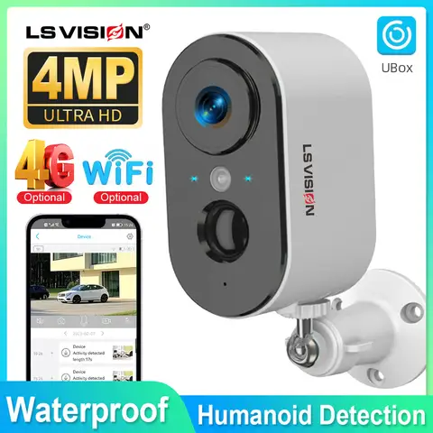 LS VISION 4G Battery Cameras With Adjustable Bracket Wireless Wifi Outdoor 2K  Motion Detection Indoor Smart Home Camera Cctv Ip