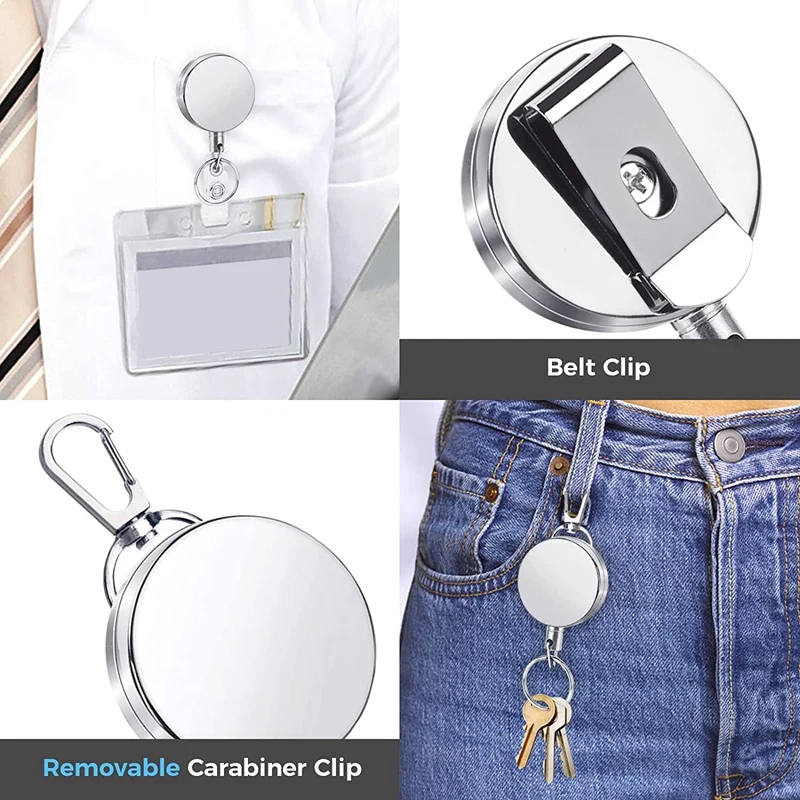 2 Pack 29.5Inch Badge Reels Holder Retractable Badge Holders For Nurse Badge Reel Retractable ID Holders