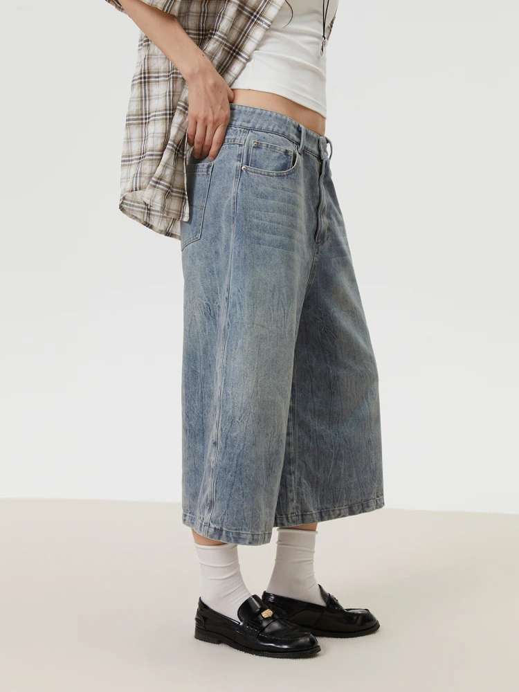 

Винтажные женские джинсы INRM с высокой талией, широкими штанинами, вышивкой цветами, длиной 7/8, летние, повседневные