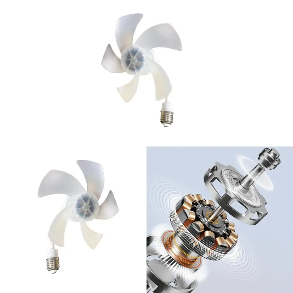 J1HF Practical Fan Light Plastic E27 LED Bulb Fan Perfect for Office Commercial Use