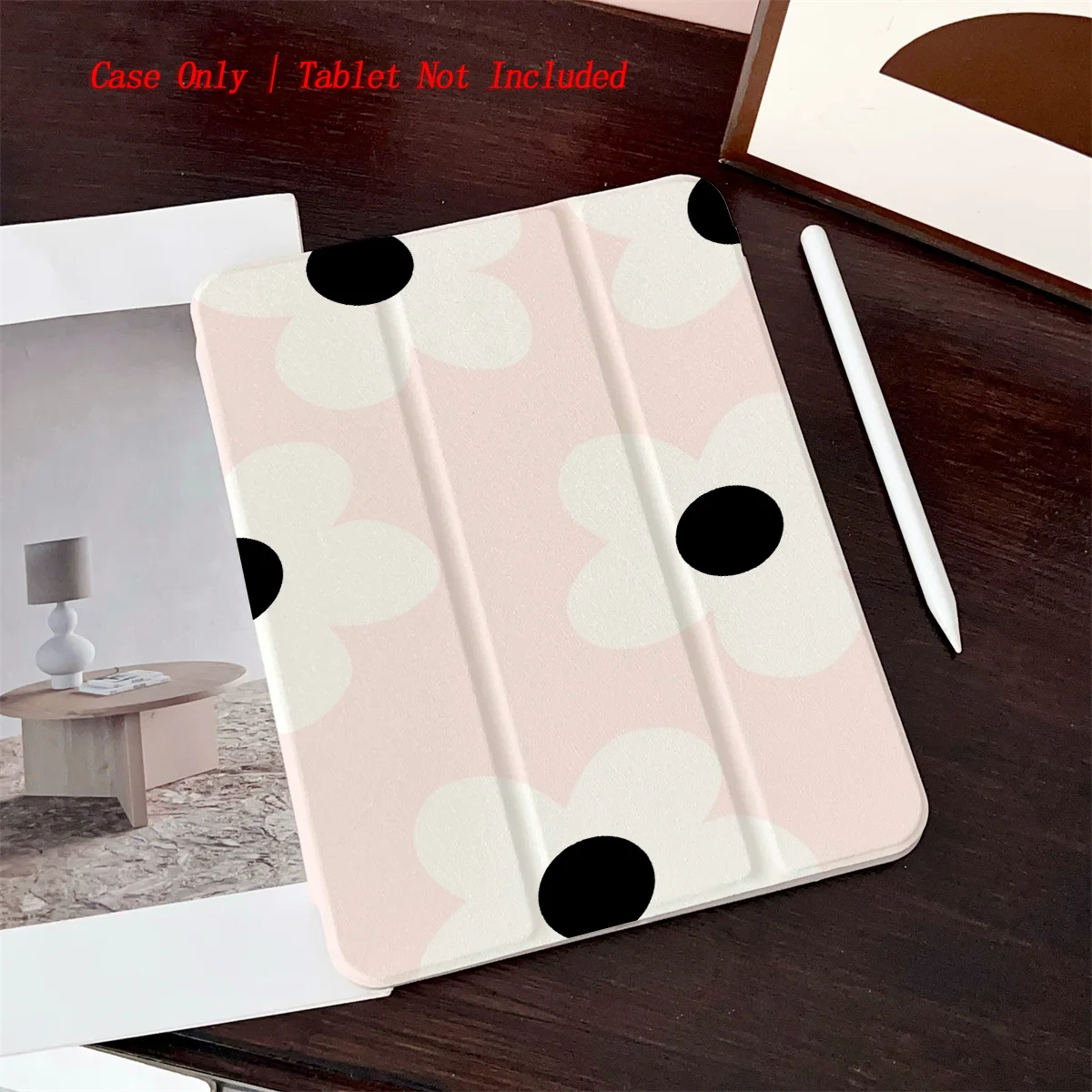 Elegant Black & White Petal Large Flowers iPad Case For Apple iPad Pro 11/12.9 Air 4/5 Mini 6 10th Gen Cover