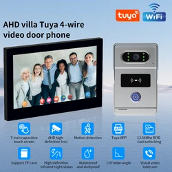 Tuya App WIFI และ POE IP วิดีโอประตูโทรศัพท์ระบบชุดสมาร์ทบ้านประตูกล้อง 1080P พร้อมจอภาพสําหรับ Villa Apartment Office