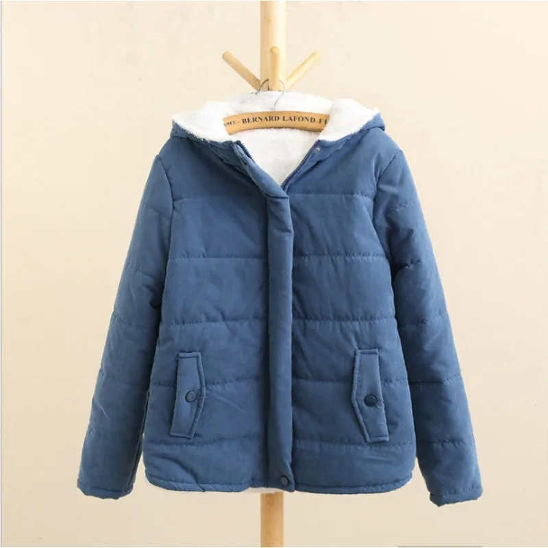 Fleece Warm Winter Women's Jackets Pockets Spliced Long Sleeves Button Down Coats Fashion Loose Hooded Thicken Women Outerwear