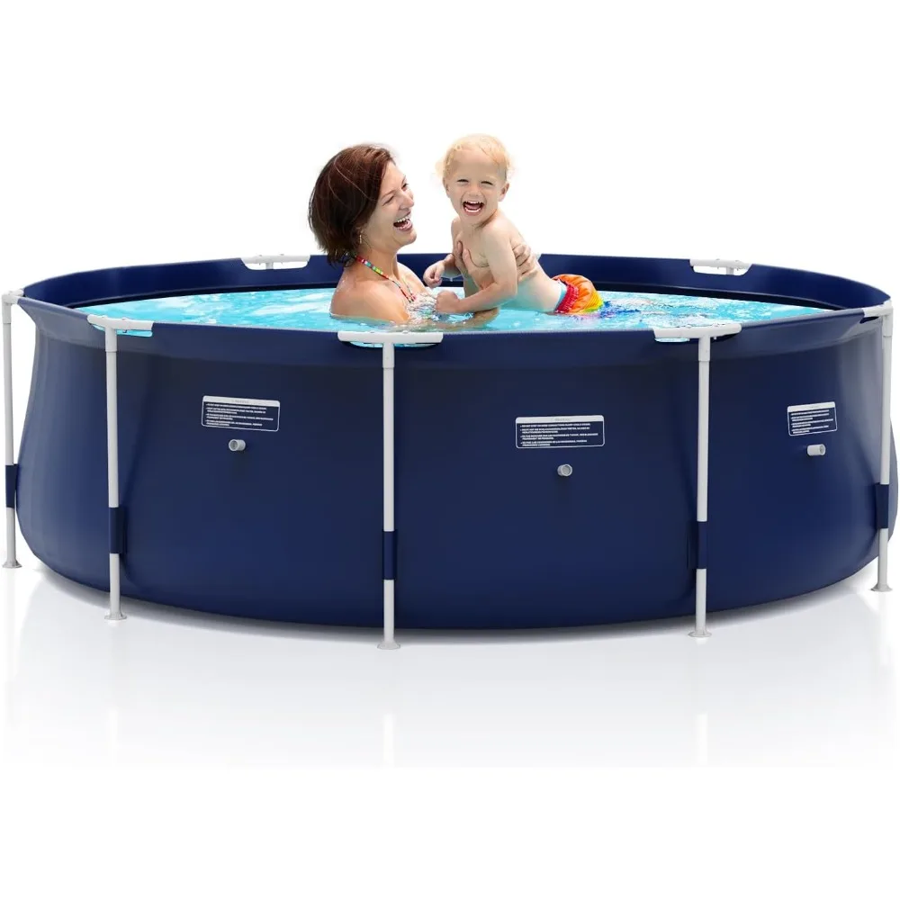 

Round Pool 8ft X 30in Steel Frame Above Ground Pool for Outdoor Backyard Swimming Pool Suitable Friends Family Adults Kids