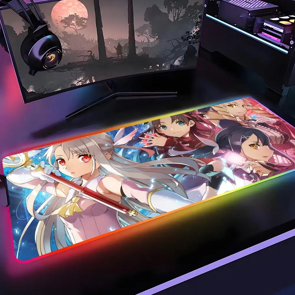 

Anime Illyasviel Von Einzbern Mouse Pad Gamer Rgb Desk Mat Back Light Led Mousepad Setup Gaming Accessories Deskmat Big Mousepad