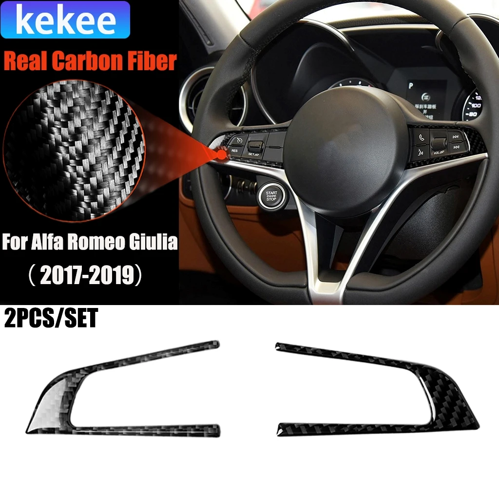 

Carbon Fiber Car Accessories Driver Wheel Button Panel Modified Interior Trim Cover Soft Sticker For Alfa Romeo Giulia 2017-2019