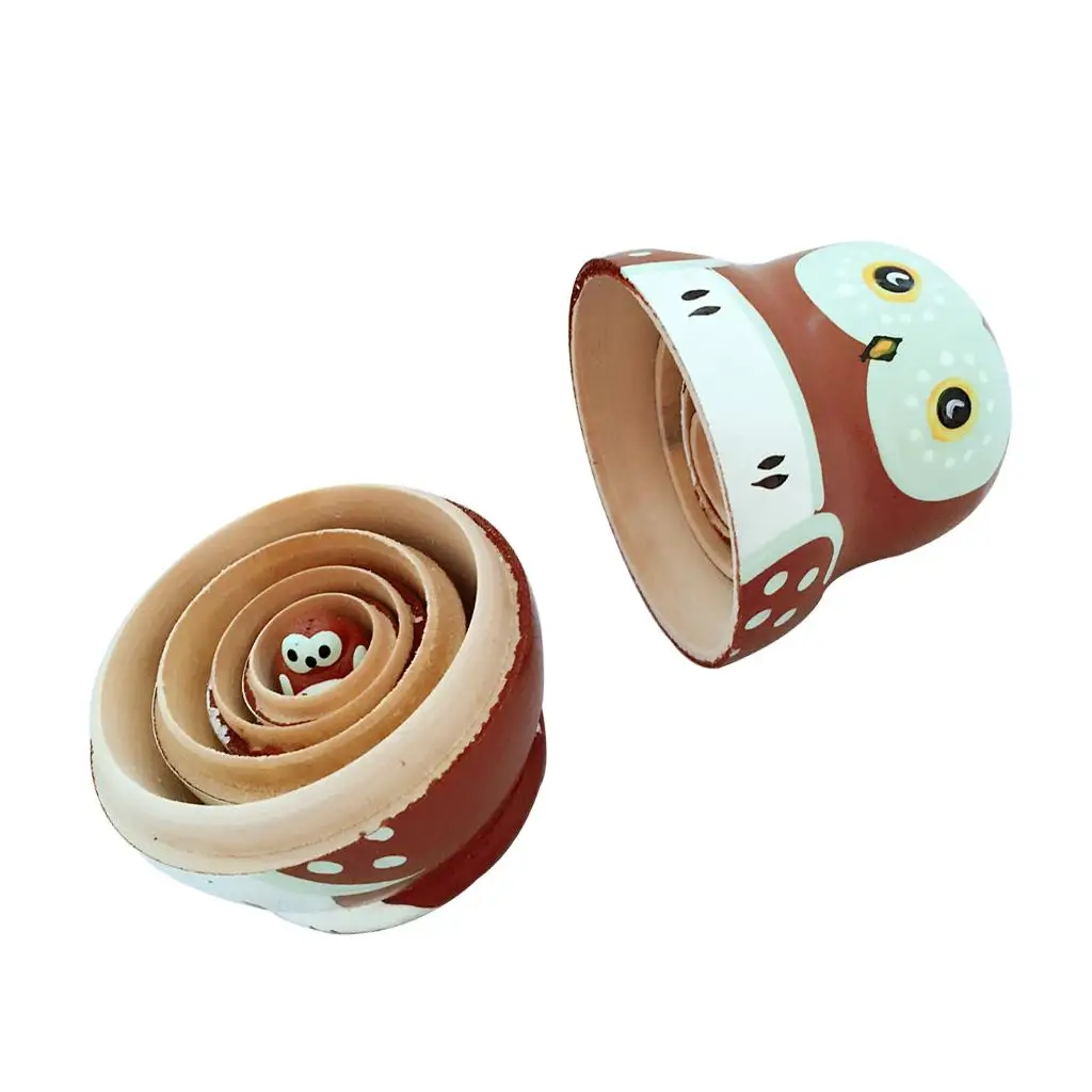 مجموعة دمى التعشيش الخشبية الروسية مكونة من 5 قطع على شكل طائر البومة ماتريوشكا مرسومة يدويًا