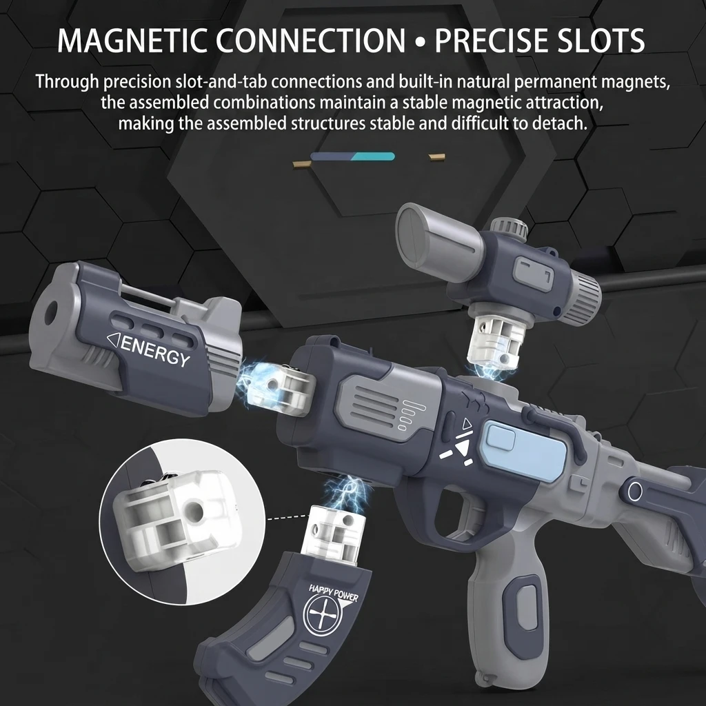 Magnetic Assembly Building Toy with Light Sound Effects DIY Puzzle Model Kit Creative Gift for Kids Interactive Educational Toy