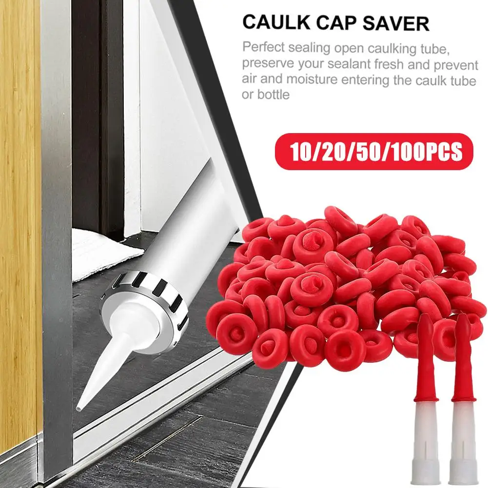 Silicone Caulk Cap Nozzle Protector Red Sealing Cap For Caulking Gun,Sealant Tube Leak-Proof Caulk Nozzle Cover Home Improvement
