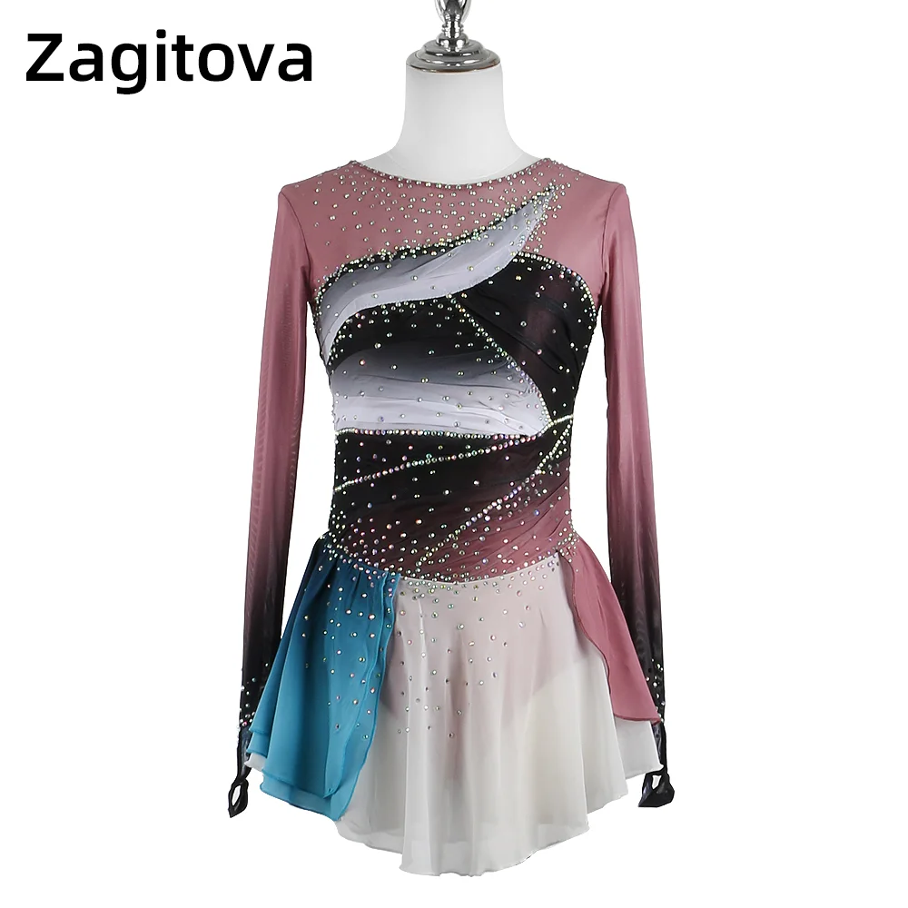 

ZAGITOVA Figure Skating Dress Women Girl Performance Rhythmic Gymnastics Competition Ice Skating Skirt Mesh Skirt Costume