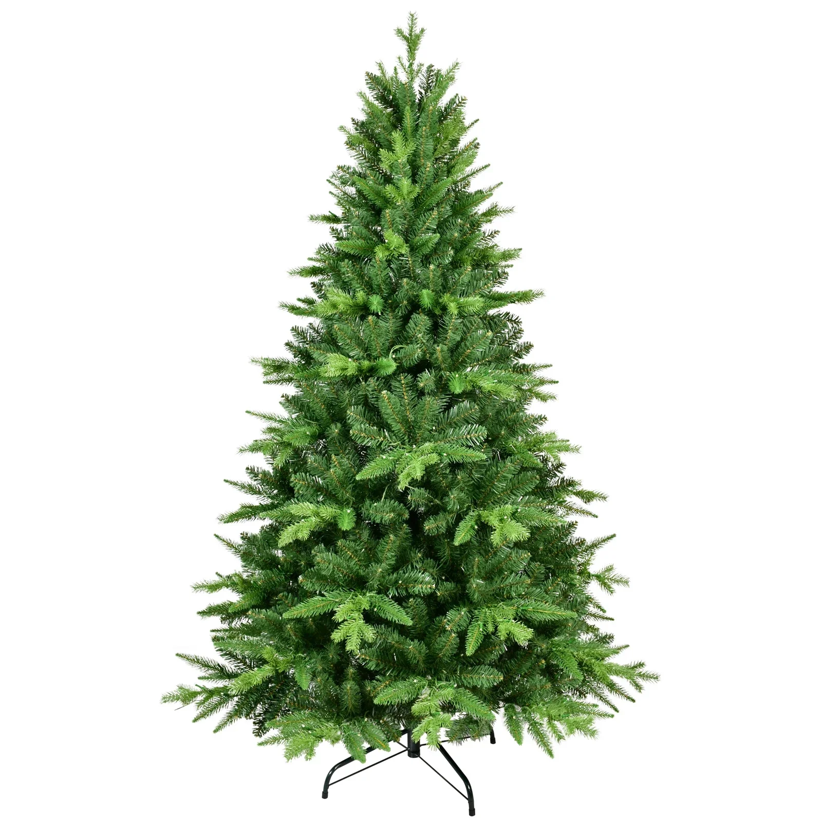 5FT/6FT/7FT Pre-lit Artificial Christmas Tree Automatic Open PE/PVC Mixed Flocking Xmas Tree with 350 LEDS Warm White Lights Met