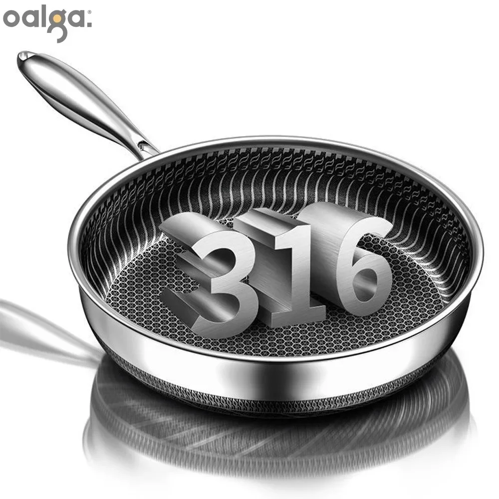 Stainless Steel Wok Pan Antiaderente Uncoated Pan Double Face 316 Stainless Steel  Frigideira Woks Pan Pans Carbon Steel Wok