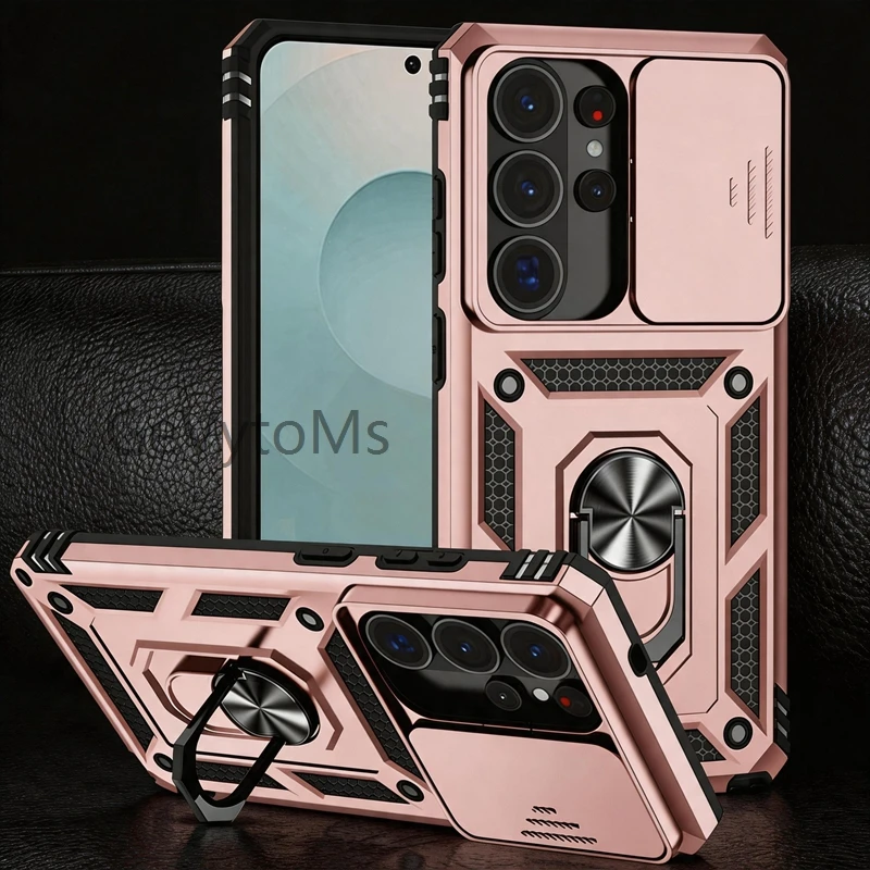 Military 360° Ring Case For Samsung Galaxy S25 Ultra S 25 FE  S25FE Edge Plus Camera Protect Stand Cover Galaxy S25 Ultra Cases