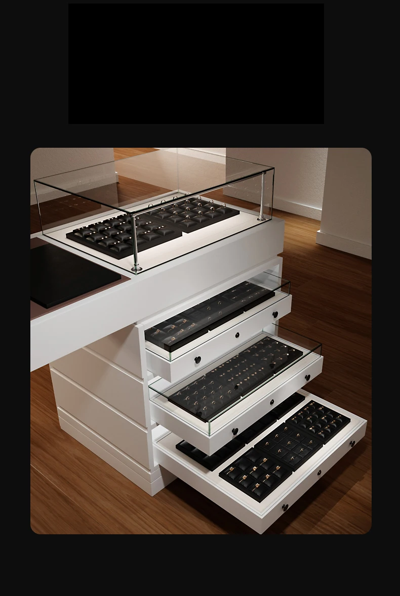 Oirlv Schwarzes Schmuck-Display-Tablett aus Leder für Ringe, Ohrringe und Halsketten, Großer Schmuck-Organizer, Schwarzes Organizer-Tablett – Detail 11