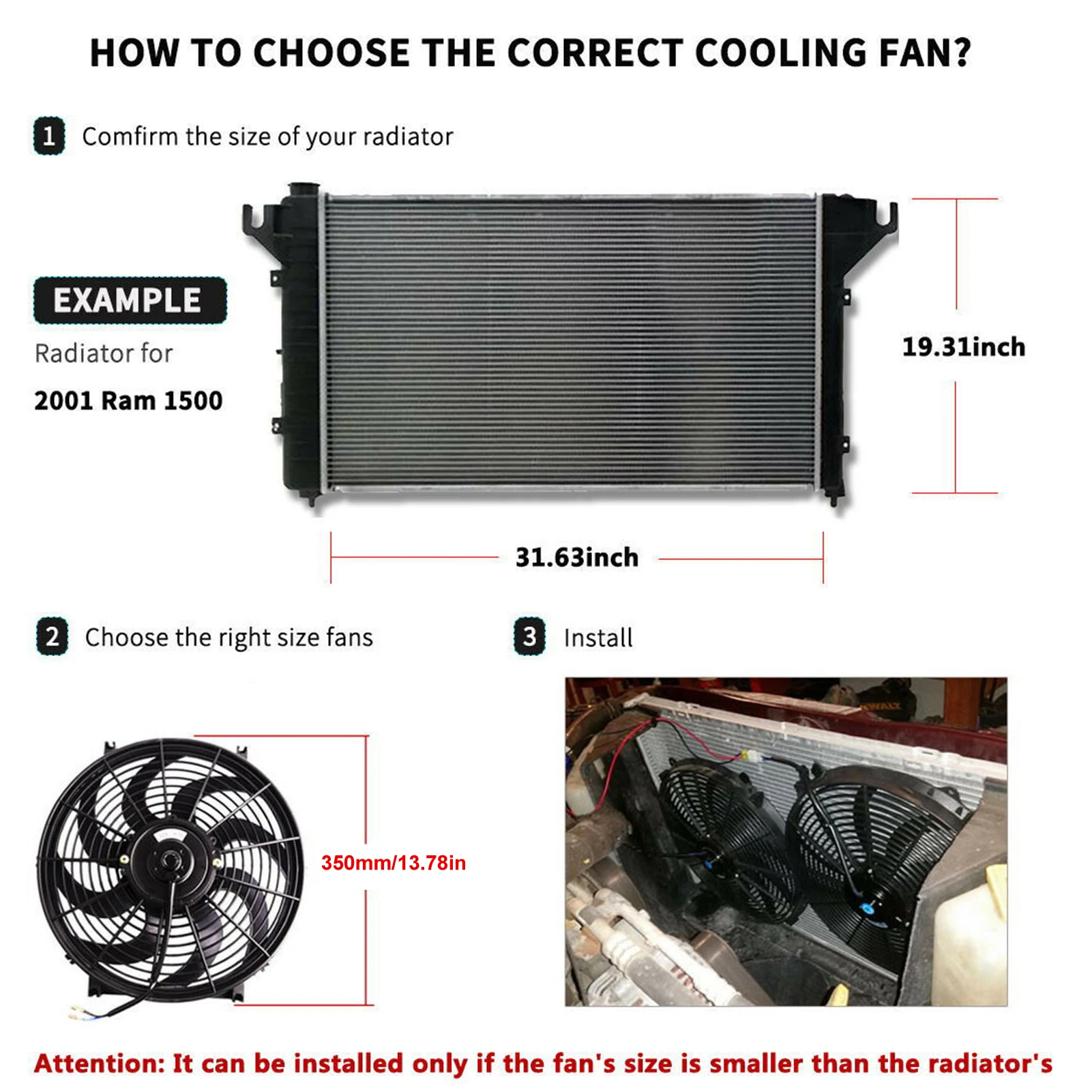 Ventilador de radiador eléctrico de coche de 12V 90W, kit de montaje de ventilador de refrigeración de radiador eléctrico Universal de 14 pulgadas ventilador delgado de 12V 90W Push Pull