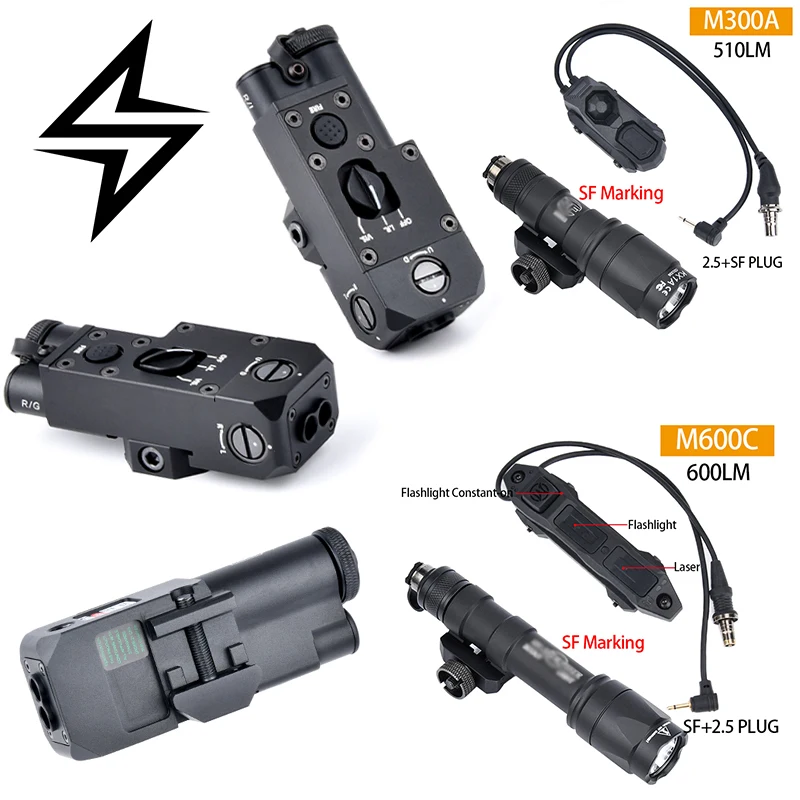 

WADSN CQBL CQBL-1 Nylon Battery Box Original Marking M300A M600C White LED Flashlight Dual Control Remote Switch SF&2.5 Plug