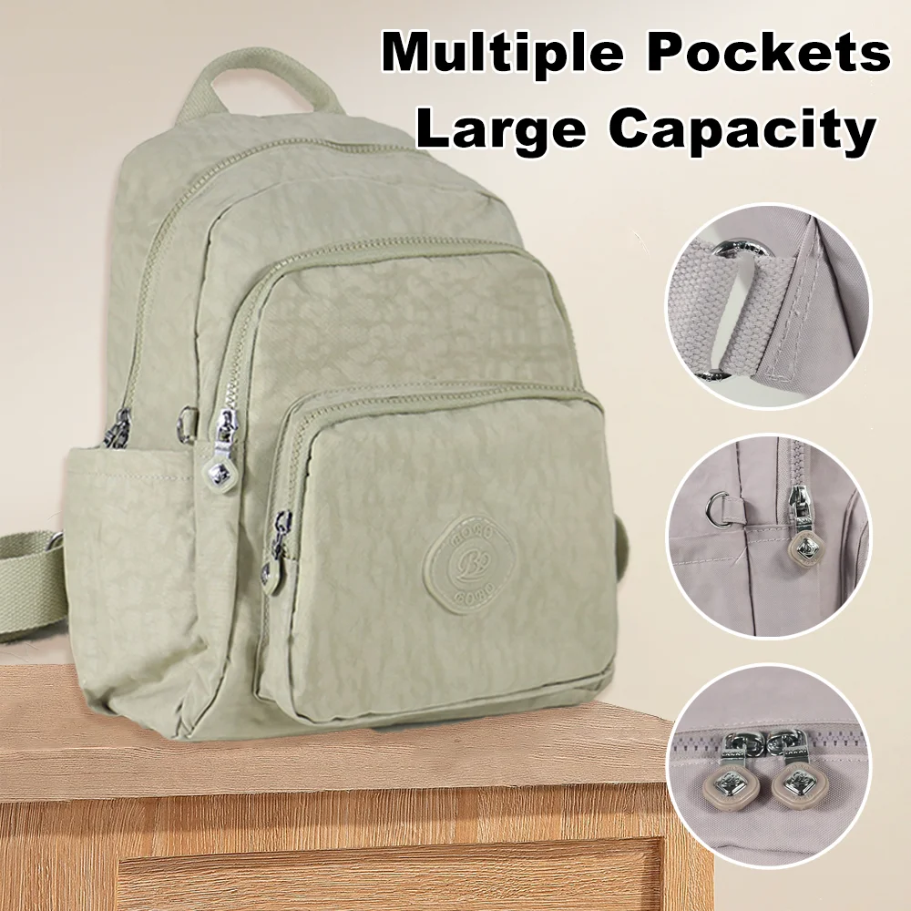 

Женский рюкзак, однотонная школьная сумка большой вместимости с несколькими карманами, прочная сумка для компьютера из нейлонового материала.