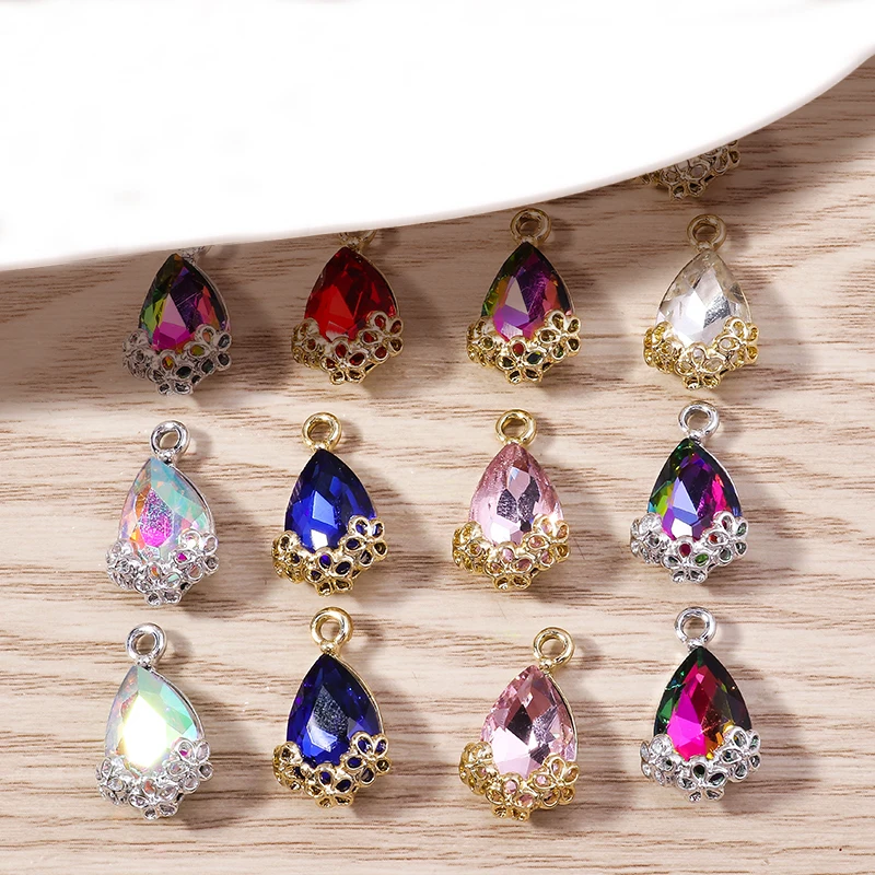 

Tusember 10Pcs Gorgeous CZ Crystal Water Droplets Charms For DIY Handmade Jewelry Making Bracelet Necklace Earring Craft