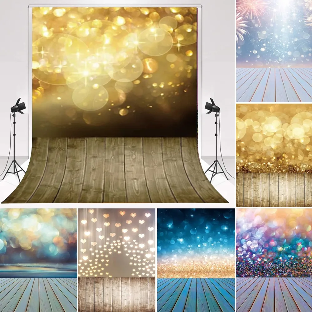 

Dreamy Glitters Light Bokeh Shiny Golden Photography Background Birthday Party Wedding Backdrop Decor Portrait Photocall Props