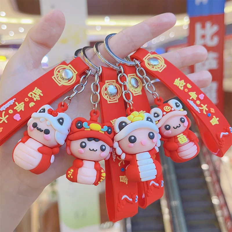 Creative Cute Snake Year Keychain Pendant Fashion Funny Kawaii Doll Keyring Exquisite Backpack Decoration Accessories Gifts