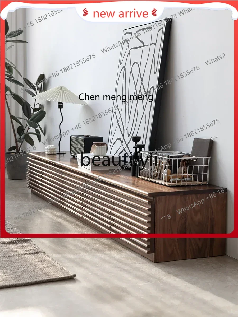 

SS ss7486 North American black walnut TV cabinet solid wood modern Nordic Japanese living room flip creative floor cabinet