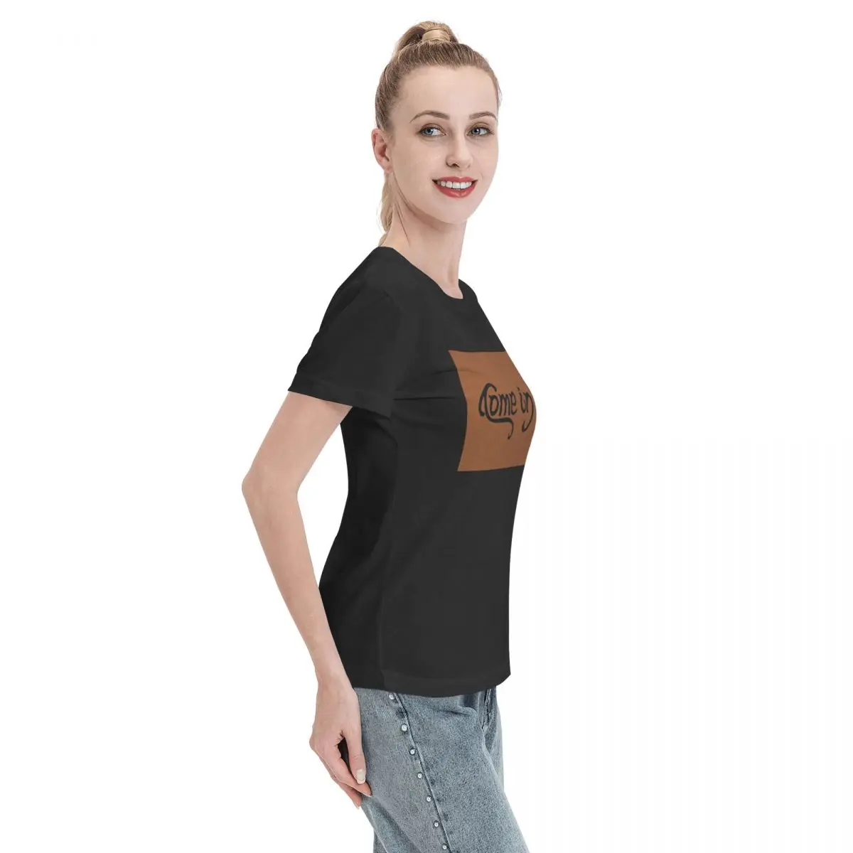 Camiseta Come In Go Away, camisetas de manga corta para mujer, ropa de calle con cuello redondo, camisetas de algodón para verano, ropa de calle