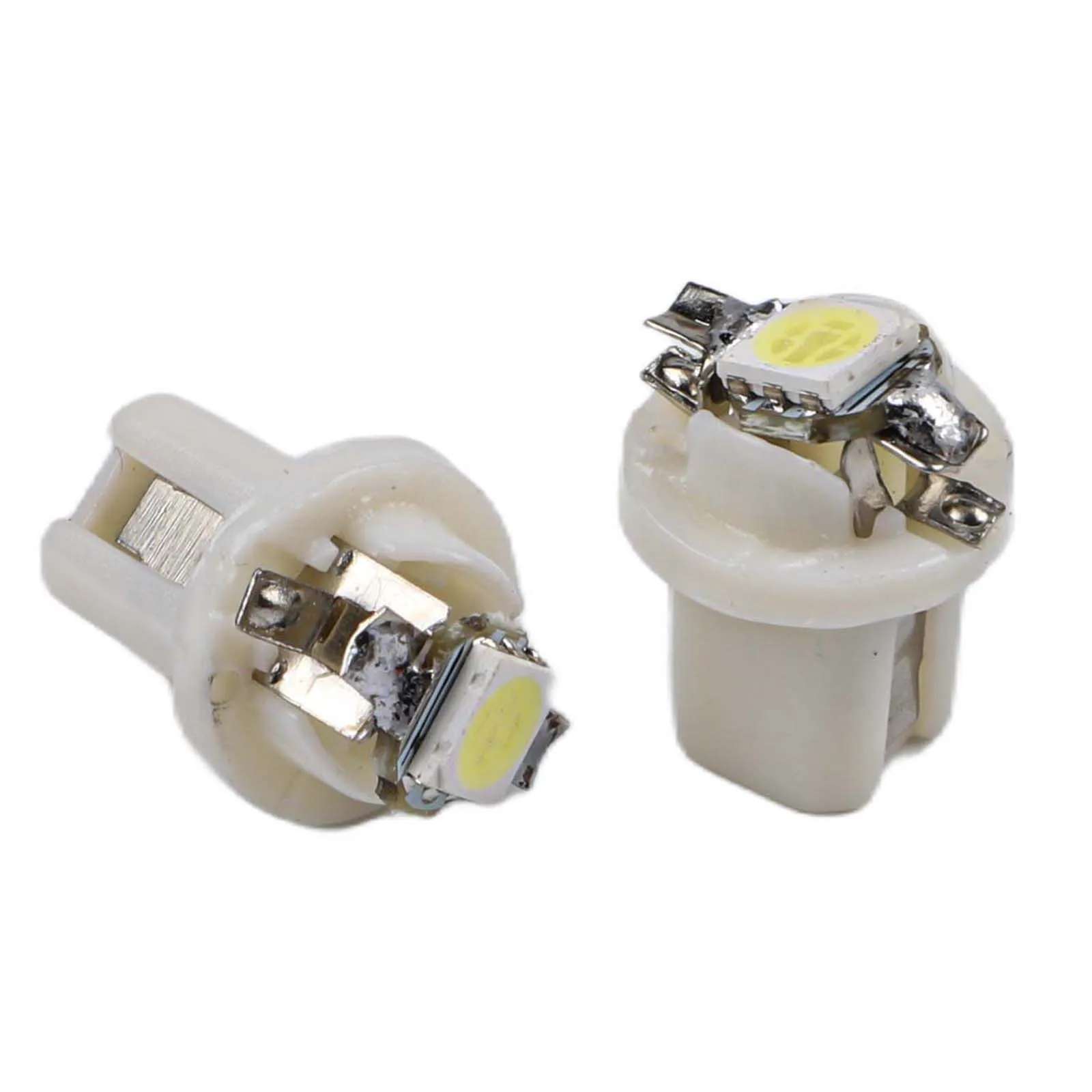 10Pcs T5 B8.5D 5050 LED Car Cob Dash Board Bulb B8.4D Instrument Panel DC 12V Indicator Lamp Light Vehicle White 15.5mm
