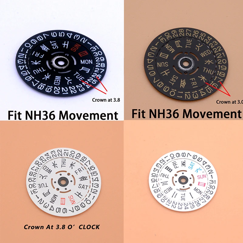 NH35 NH36 Japan Movement Replacing Spare Parts Calendar Stickers Date Day Wheel Disc Fit SKX007 SRPD 6105 Tuna