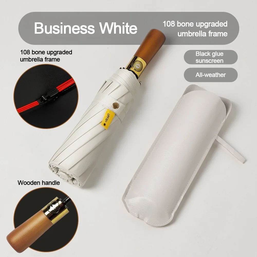 

108-костный автоматический зонт с деревянной ручкой, двойной деловой зонт, большой навес, усиленная рама, зонт от дождя, дождь и солнце