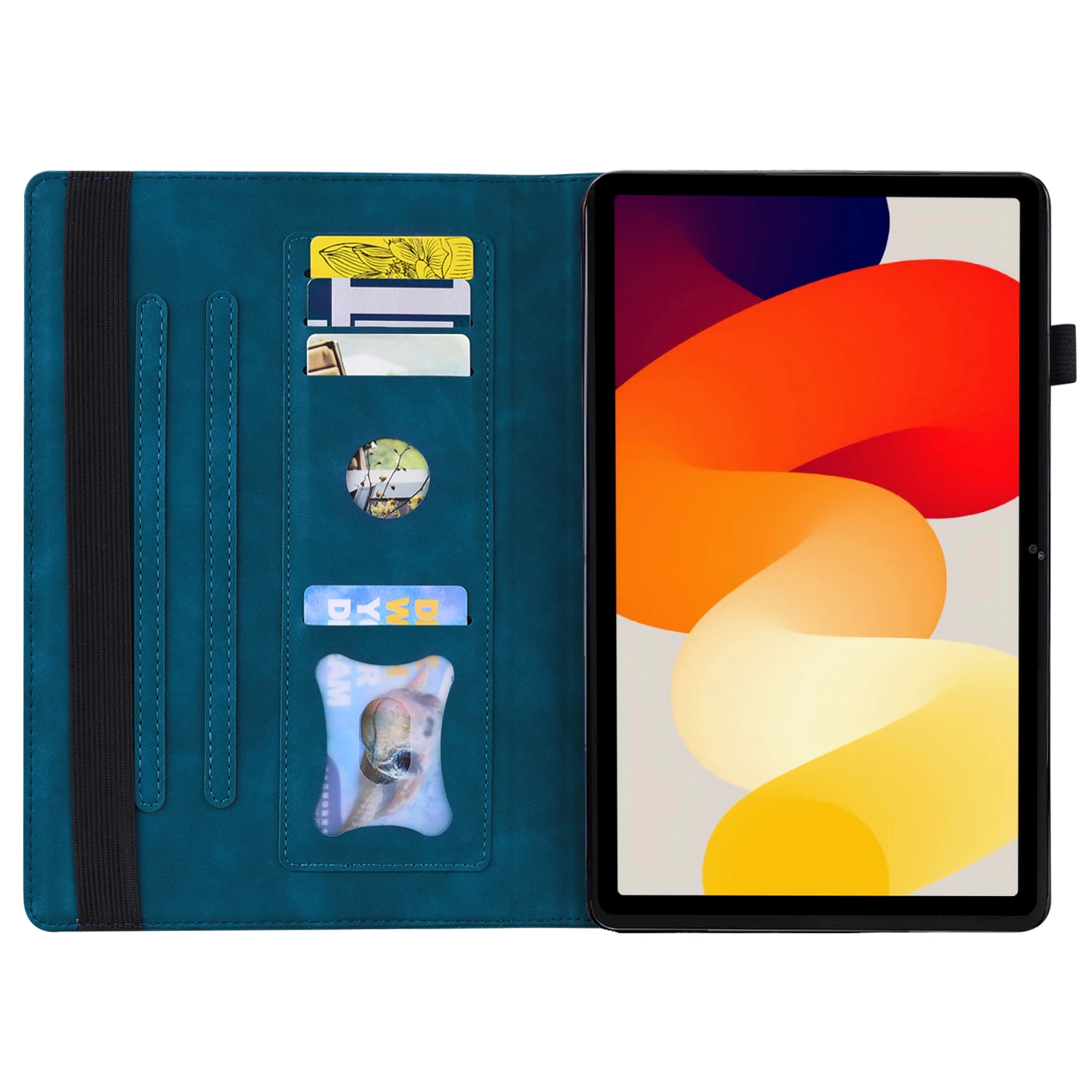 For Xiaomi Redmi Pad 2 11 Case PU Leather Protective Folio Tablet Cover with Card Holder - Blue