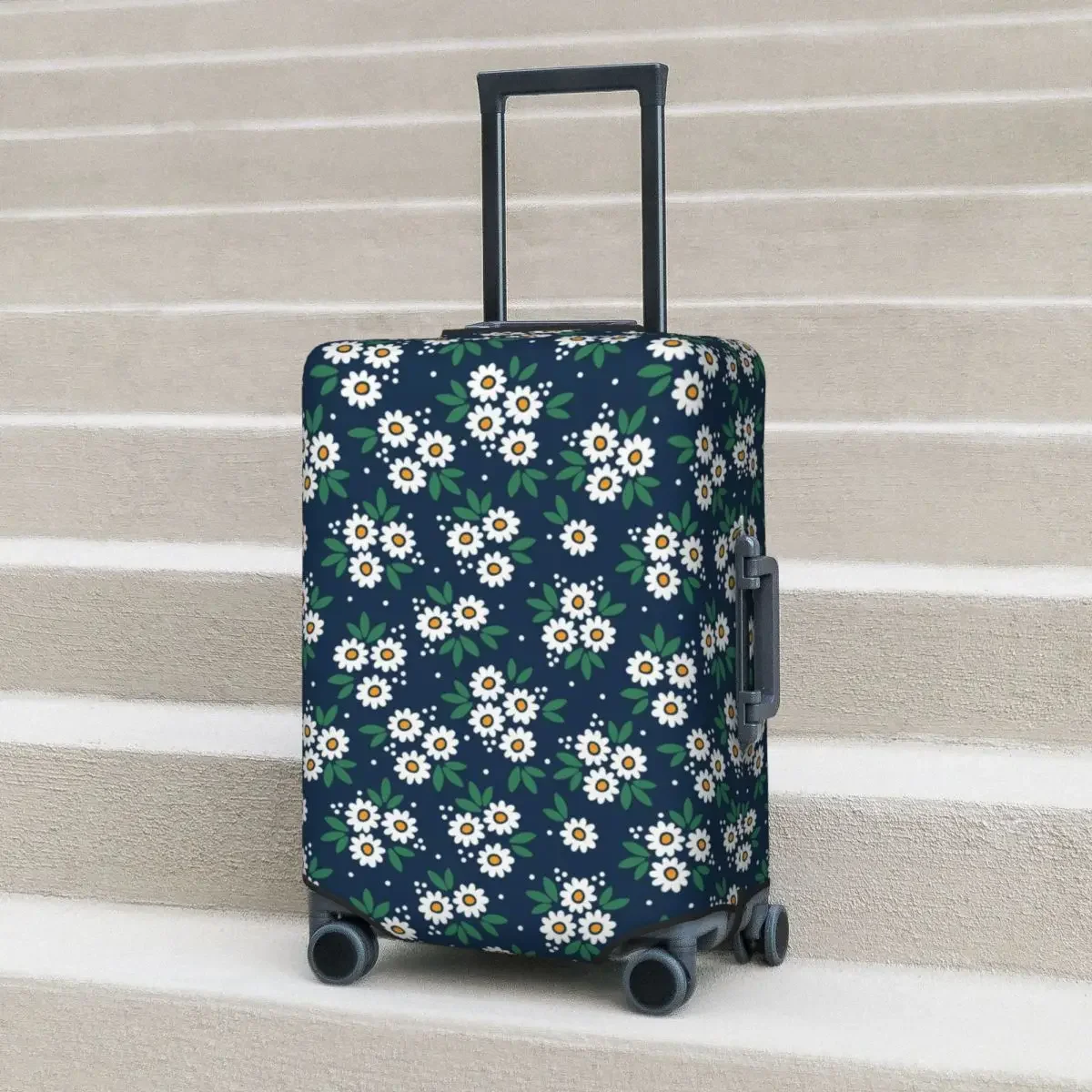 

Daisies Blossom Suitcase Cover Abstract Flowers Print Flight Travel Useful Luggage Supplies Protection