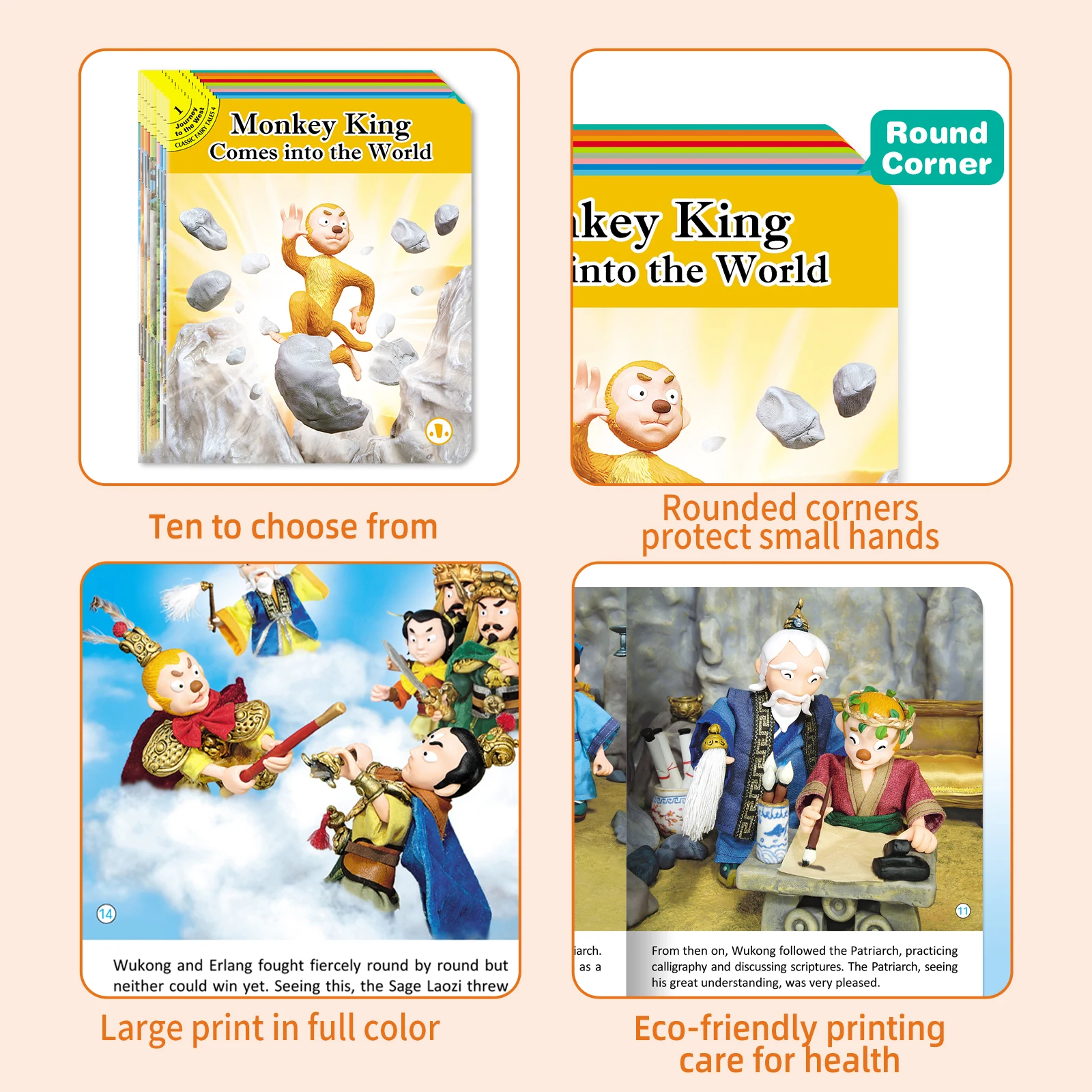 Juego de 10: obra maestra clásica china 'Journey to the West' en inglés, educativo, 4-8 años, regalo de aprendizaje temprano