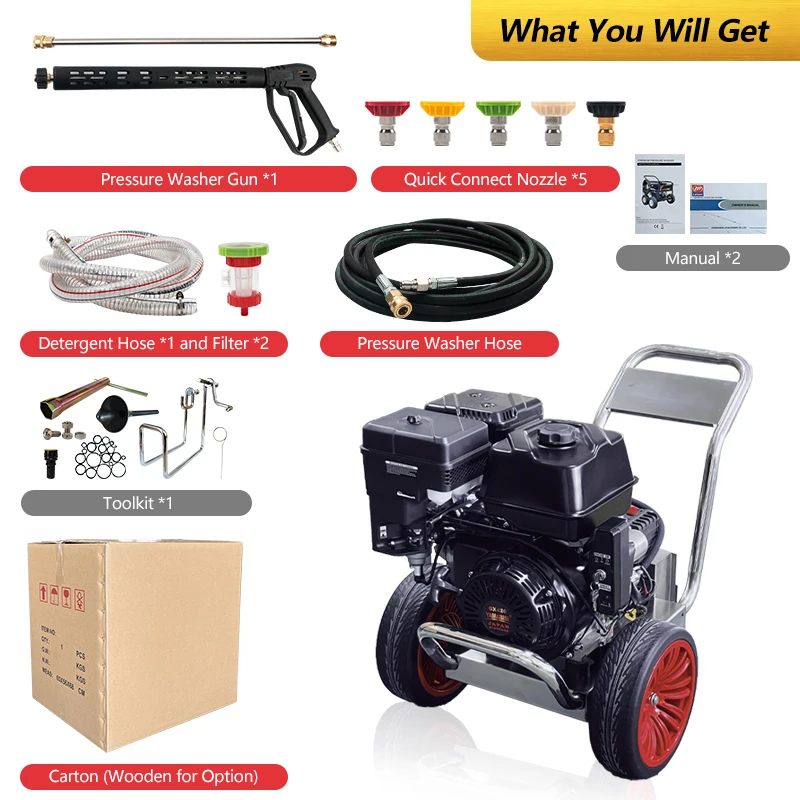 كو هونغ 15hp غسالة الضغط الفولاذ المقاوم للصدأ غسالة الضغط 3600psi 4400 Psi 4 Gpm غسالة الضغط الغاز