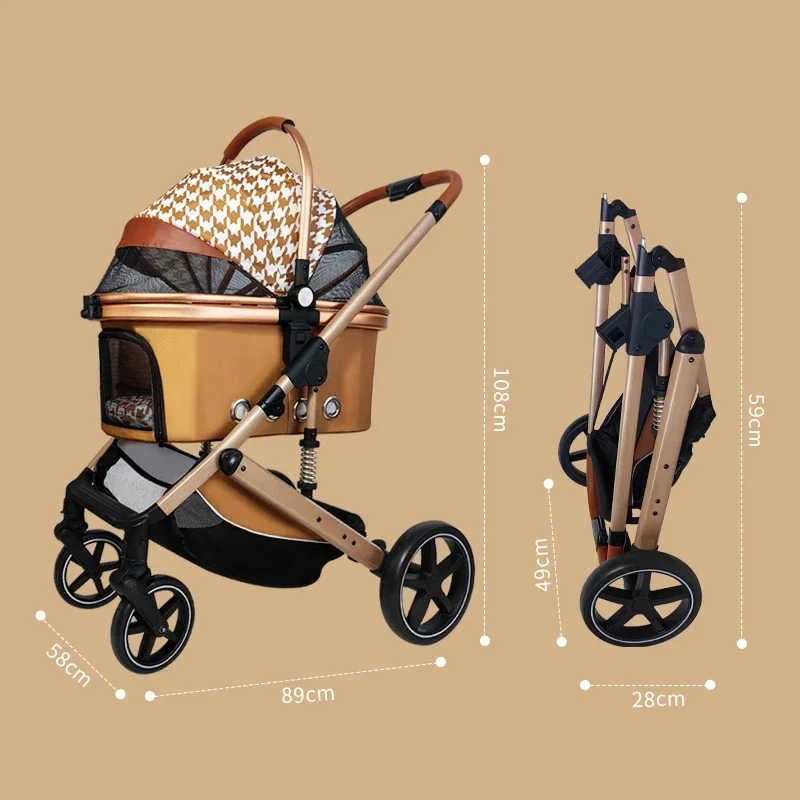 

-Sit Reclining Light Folding Shock Absorber Pet Stroller Baby Child Trolley