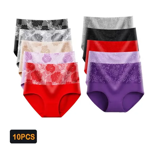 10 Uds. Bragas de algodón para mujer, ropa interior de talla grande, bragas abdominales de cintura alta, bragas de recuperación posparto para chica, lencería Sexy femenina