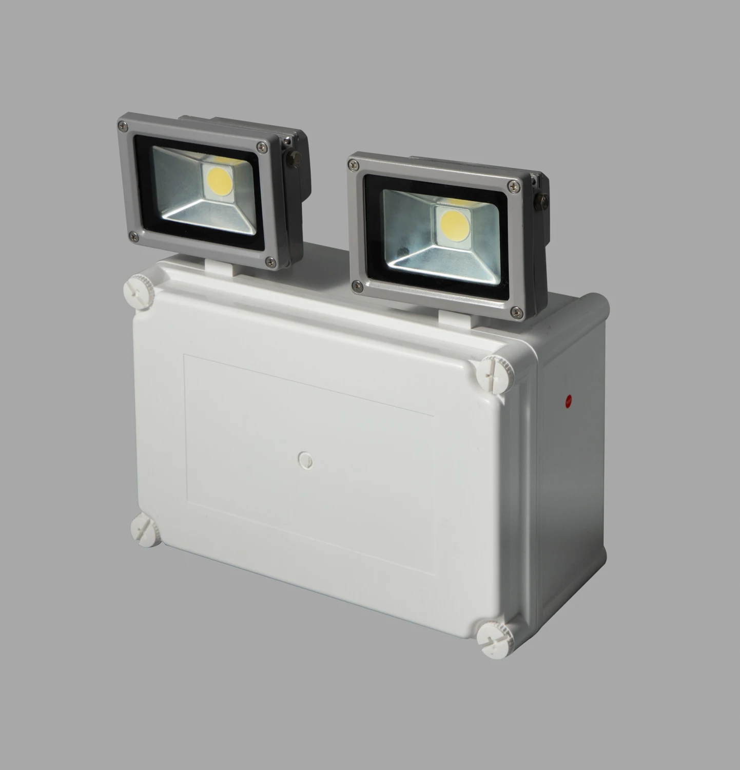 IP65 Waterproof Plastic Built-in Battery Rechargeable LED Twin Spot Emergency Light with 3 Hours Cold White