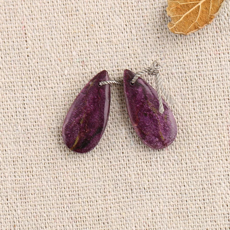 B&F Purple Stone Earring Beads, Handmade Natural stones beads, Polished Stones for jewelry Making Supplies