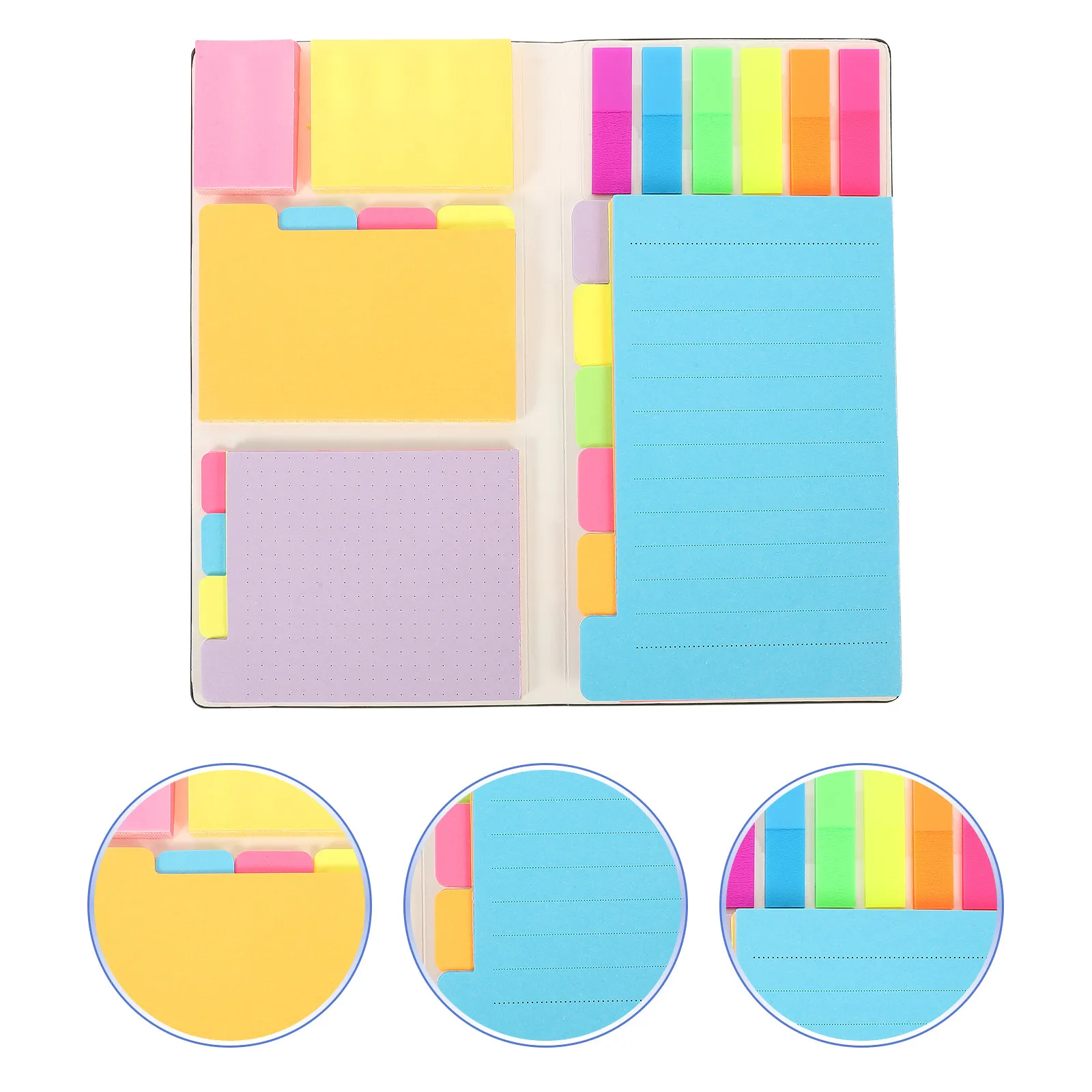Colorful Portable Memo Sticker Pad Smooth Writing Self-Adhesive Notes for Books Reports Diaries Hardcovers School Office