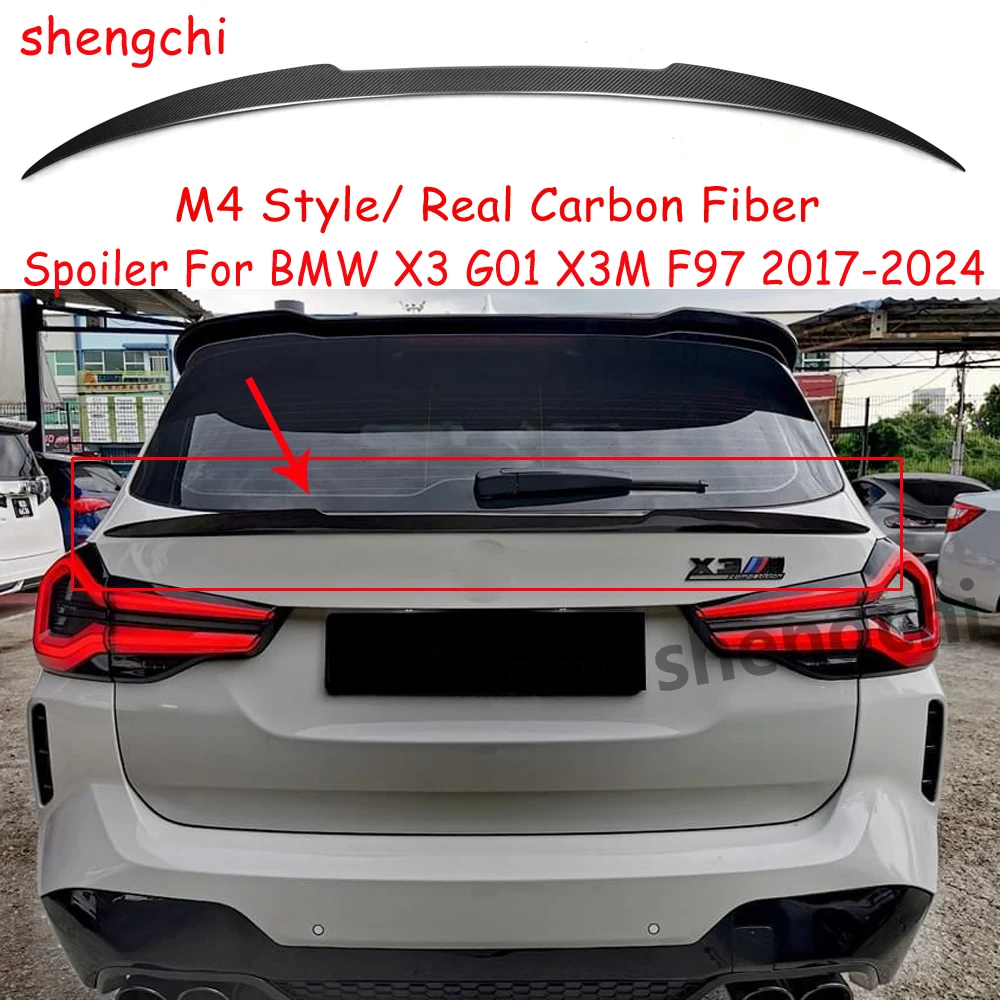 X3 G01 Carbon Fiber Rear Middle Tail Wing For BMW X3 G01 X3M F97 M4 Style Rear Trunk Spoiler Wings 2017-2024