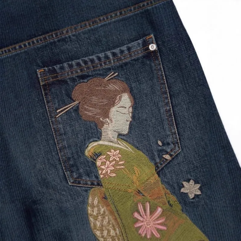 กางเกงยีนส์ทรงตรงเอวสูงสไตล์ยุโรปและอเมริกาใหม่ล่าสุด แฟชั่นสตรีทแวร์ Y2K ฮาราจูกุ ย้อนยุค สีน้ำเงิน ทรงหลวม สไตล์ลำลอง