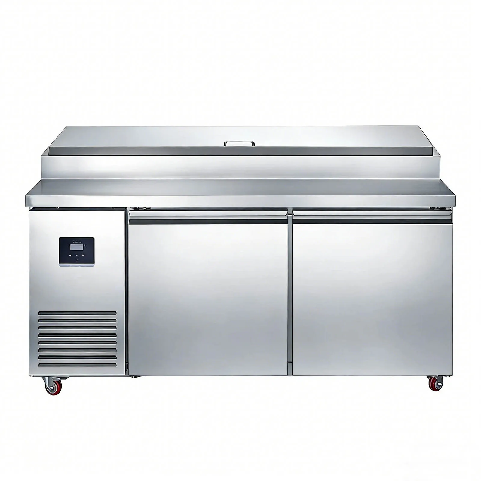 Commercial Single-Temperature Pizza Worktable Refrigerator 201 Stainless Steel Undercounter Prep Table Fridge Automatic Defrost