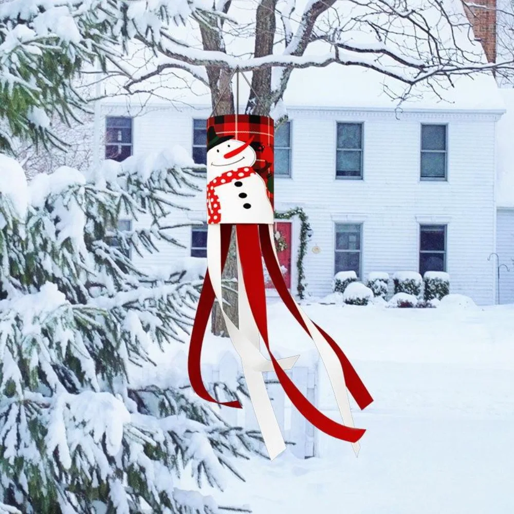 Scratch-proof Christmas Theme Windsock Flag Polyester Creative Hanging Flag Ornament Stable Colorfast Print Windsock Flag